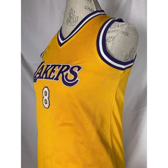 VTG Kobe Bryant #8 Los Angeles Lakers NBA Reebok Gold Jersey Dress Women's LARGE - Picture 5 of 12